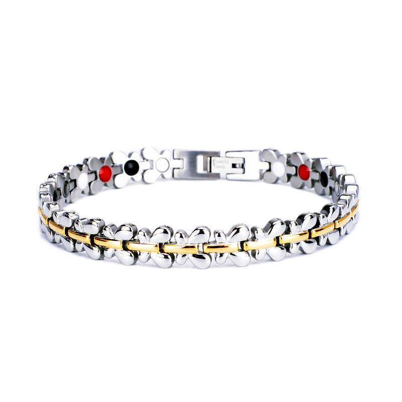 Stainless Steel Energy Bracelet 4-in-1. Silver/Gold color. Model SY087J