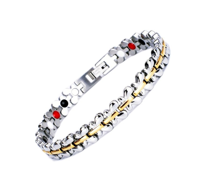 Stainless Steel Energy Bracelet 4-in-1. Silver/Gold color. Model SY087J