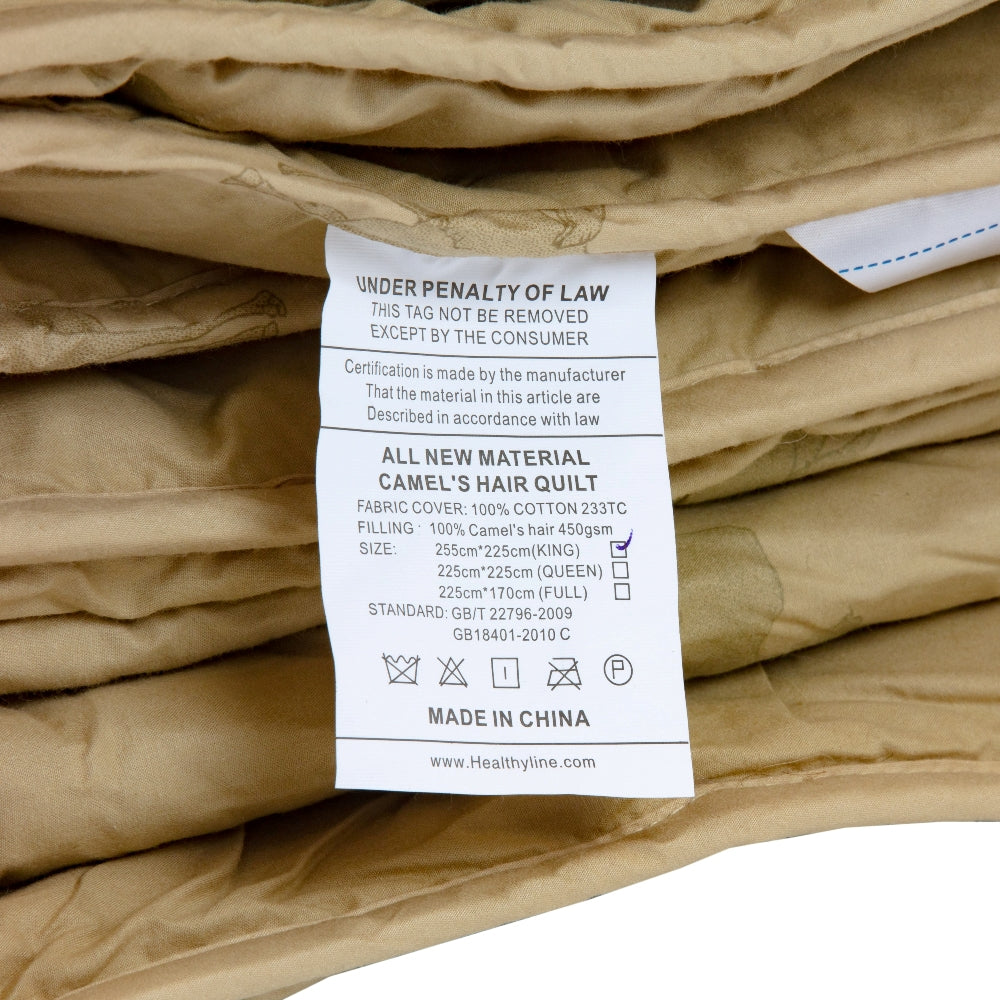 Natural Camel Hair 450 GSM Winter Comforter in 100% Down-Proof Cotton Shell