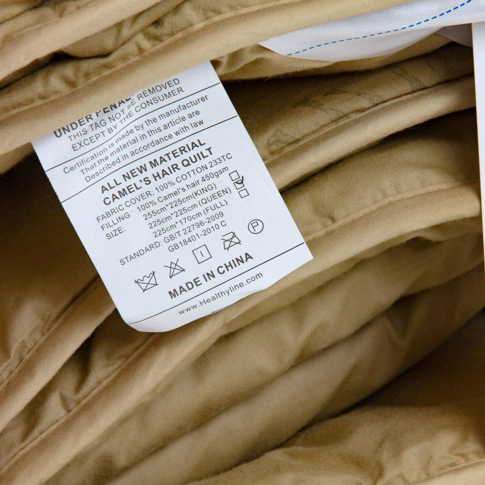Natural Camel Hair 450 GSM Winter Comforter in 100% Down-Proof Cotton Shell