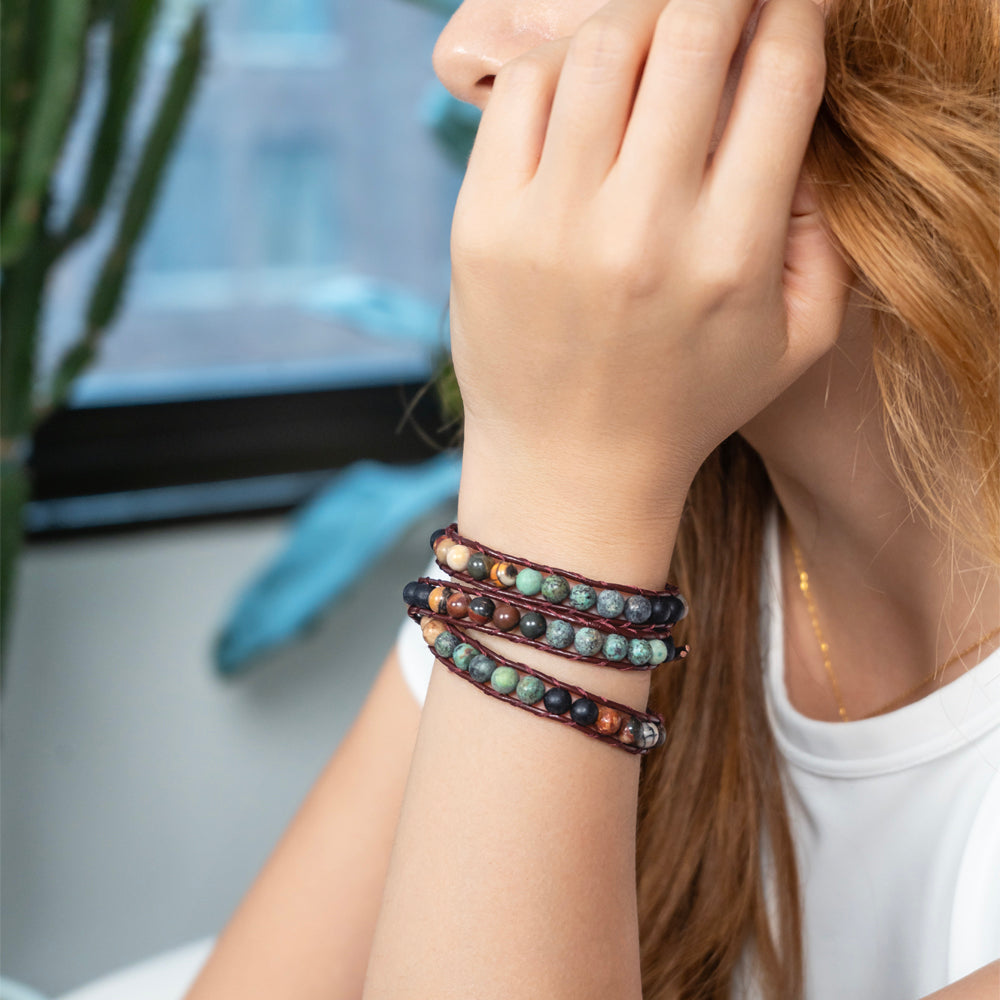 Matte African Turquoise + Picasso Jasper Bracelet