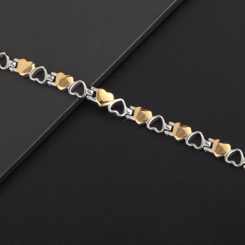 Stainless Steel Energy Bracelet 4-in-1. 9 Colors available. Model B041-Hearts