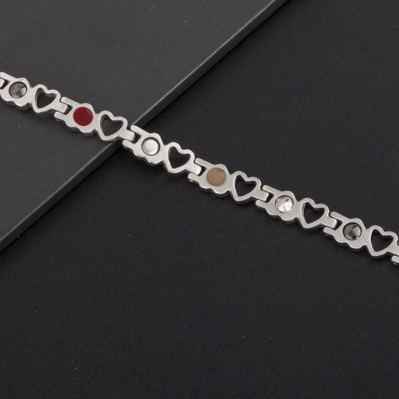 Stainless Steel Energy Bracelet 4-in-1. 9 Colors available. Model B041-Hearts