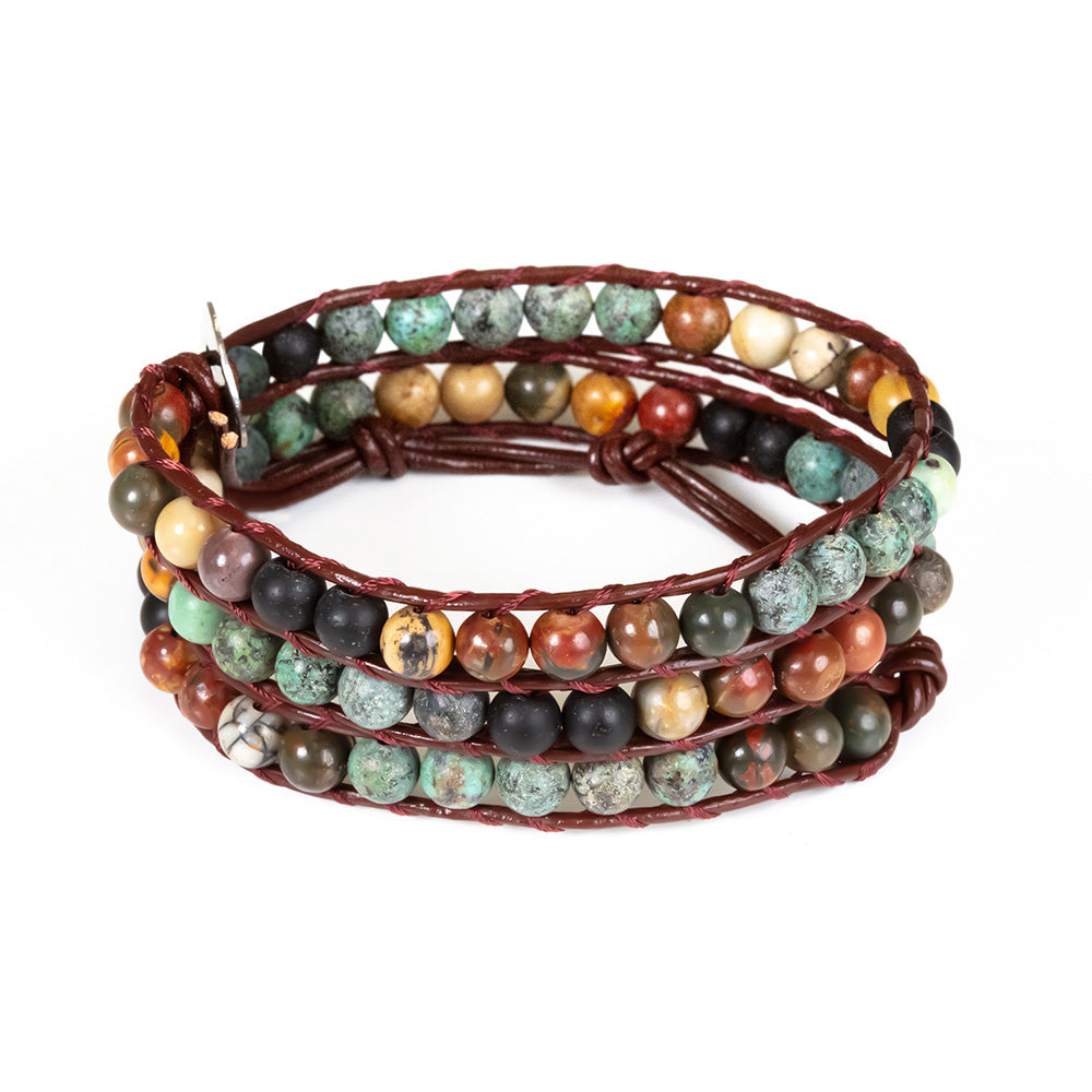 Matte African Turquoise + Picasso Jasper Bracelet