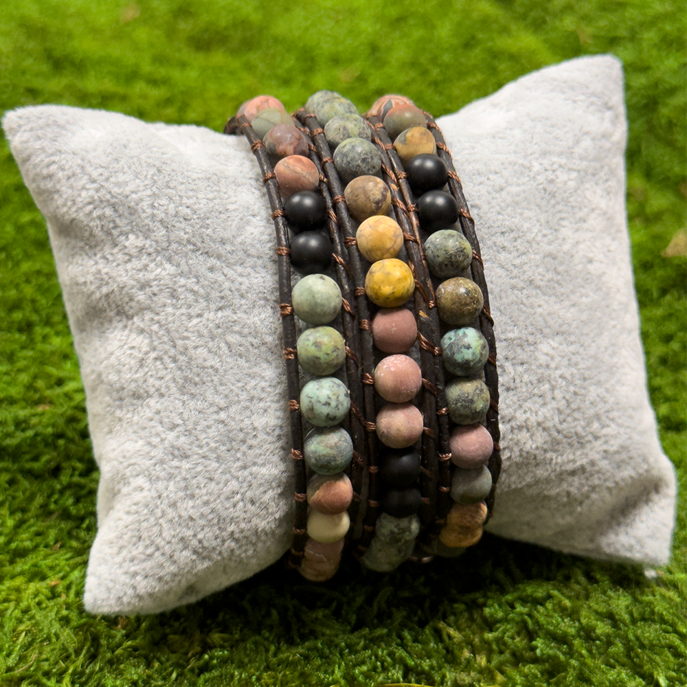 Matte African Turquoise + Picasso Jasper Bracelet