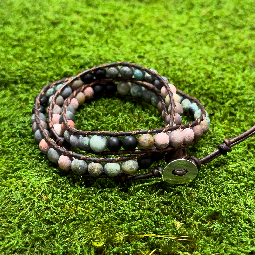 Matte African Turquoise + Picasso Jasper Bracelet