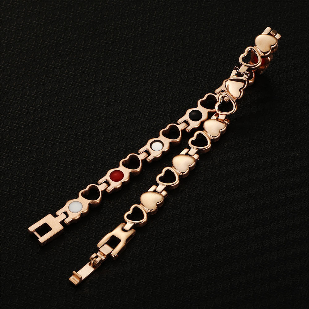 Stainless Steel Energy Bracelet 4-in-1. 9 Colors available. Model B041-Hearts