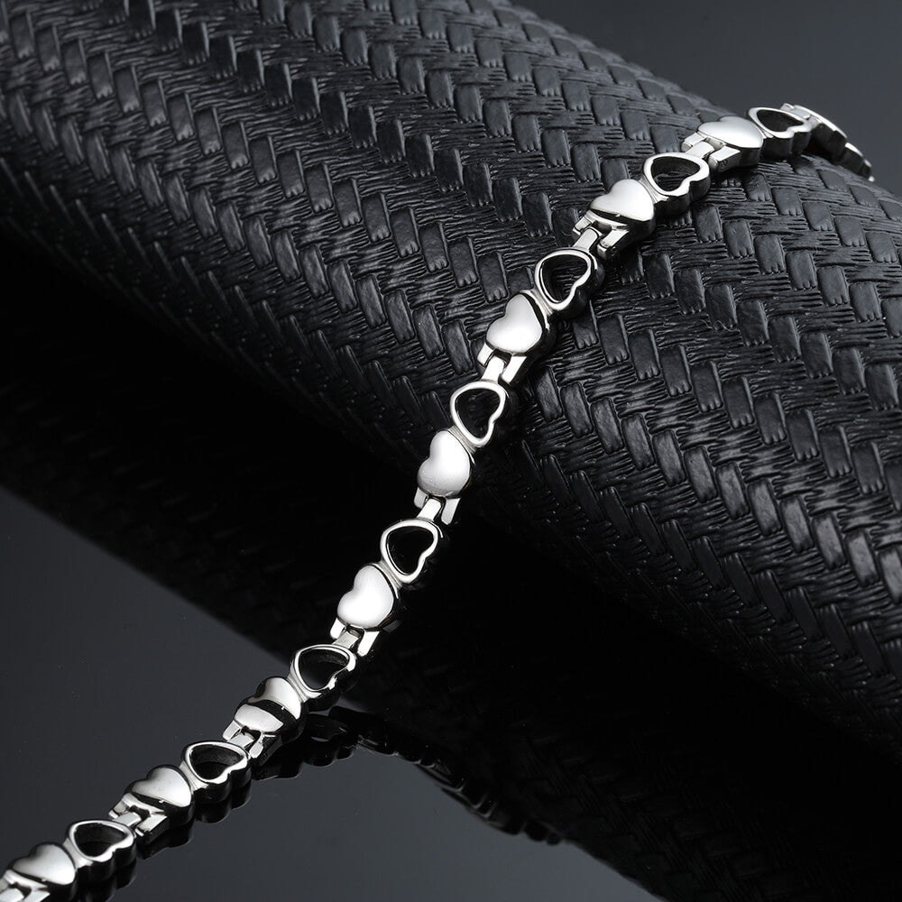 Stainless Steel Energy Bracelet 4-in-1. 9 Colors available. Model B041-Hearts