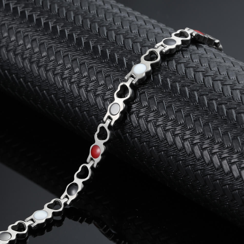 Stainless Steel Energy Bracelet 4-in-1. 9 Colors available. Model B041-Hearts