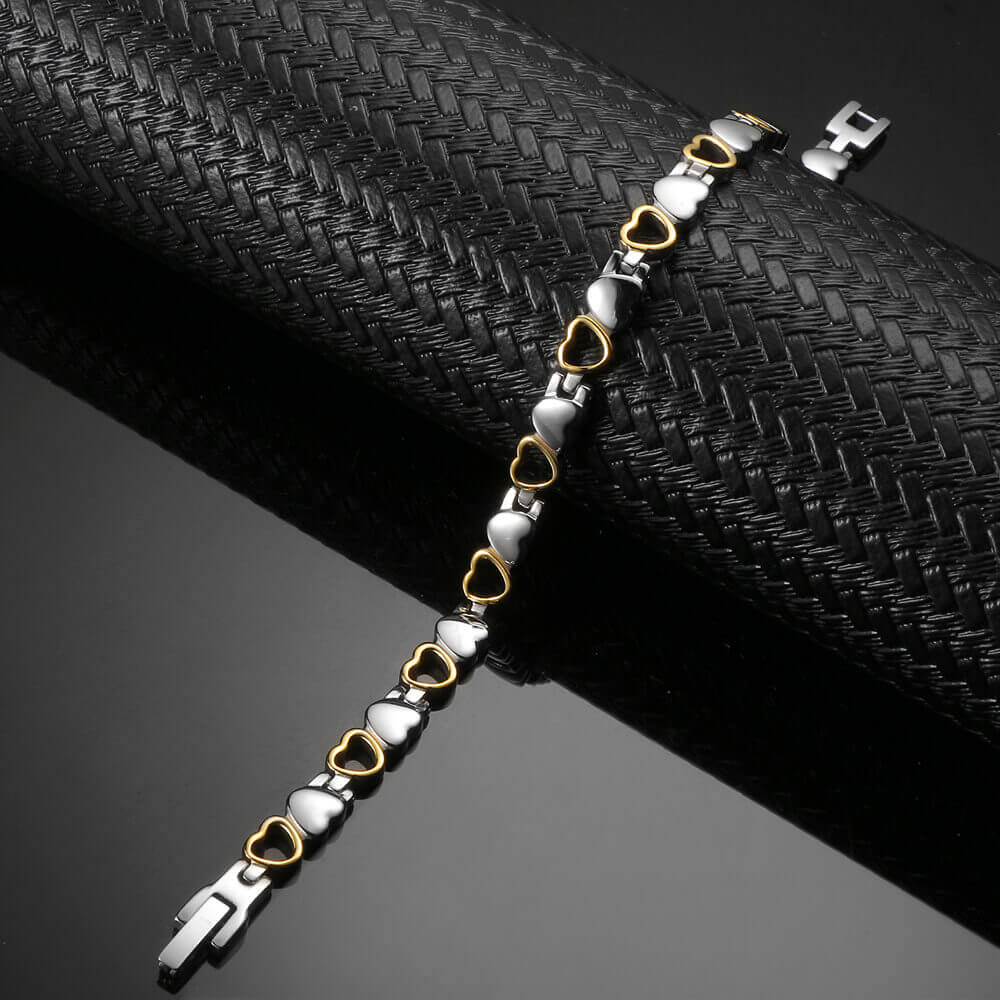 Stainless Steel Energy Bracelet 4-in-1. 9 Colors available. Model B041-Hearts