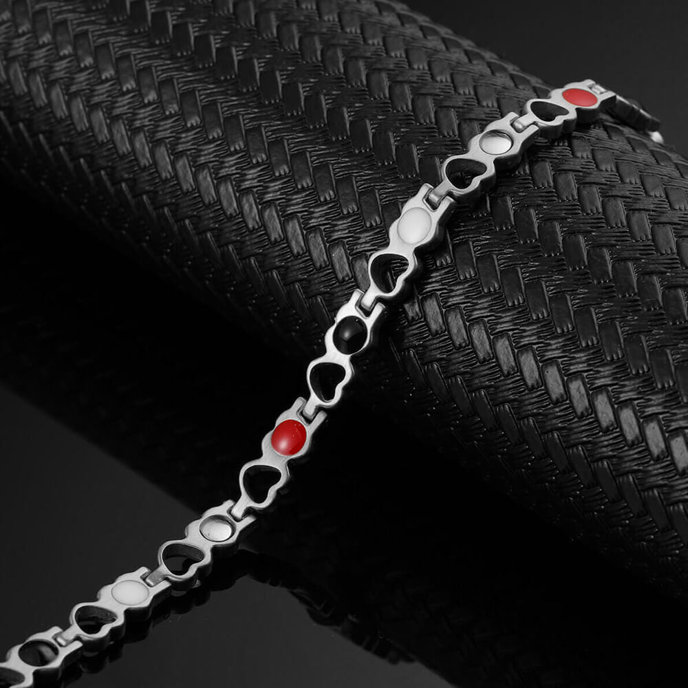 Stainless Steel Energy Bracelet 4-in-1. 9 Colors available. Model B041-Hearts
