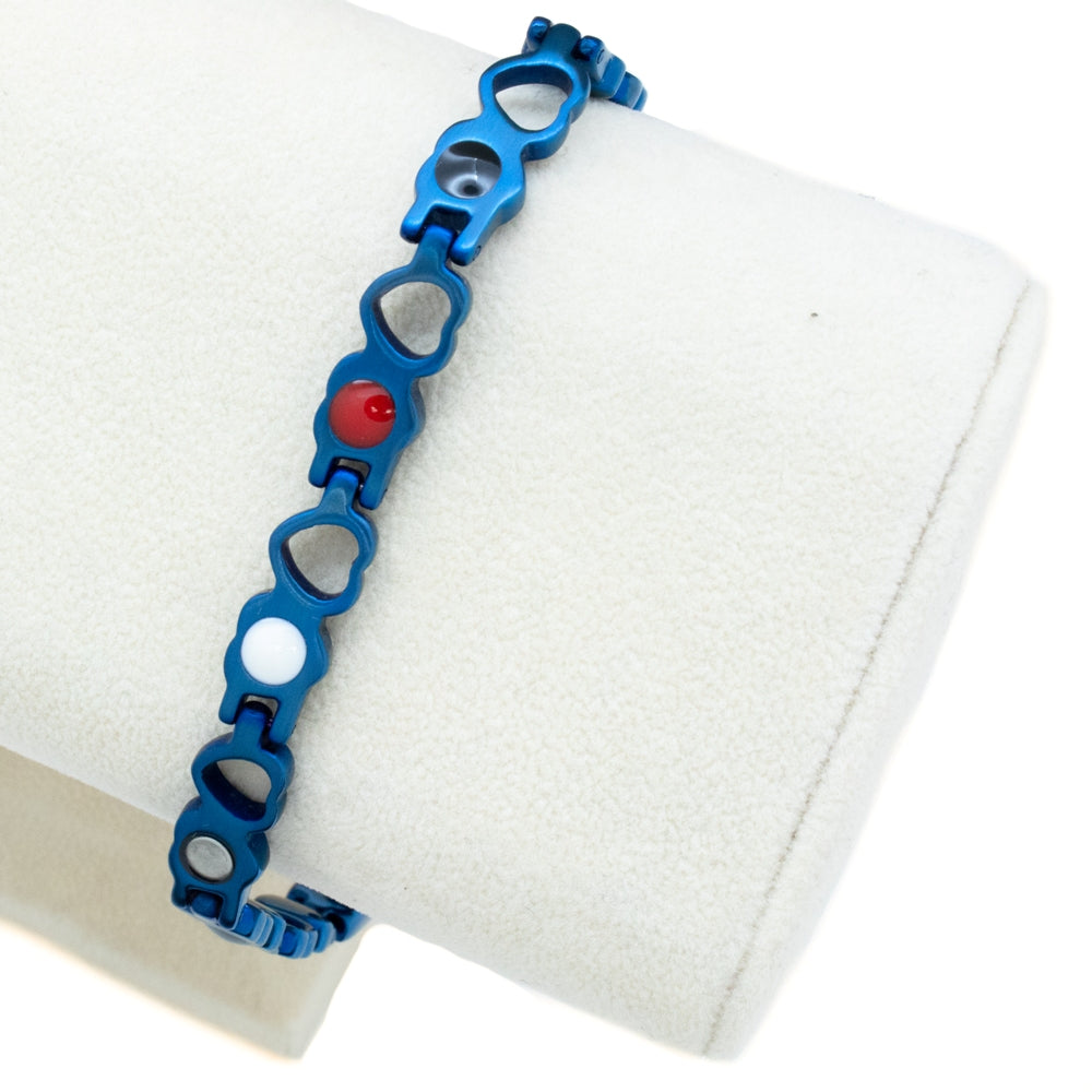 Stainless Steel Energy Bracelet 4-in-1. Blue Color. Model BR-S-149