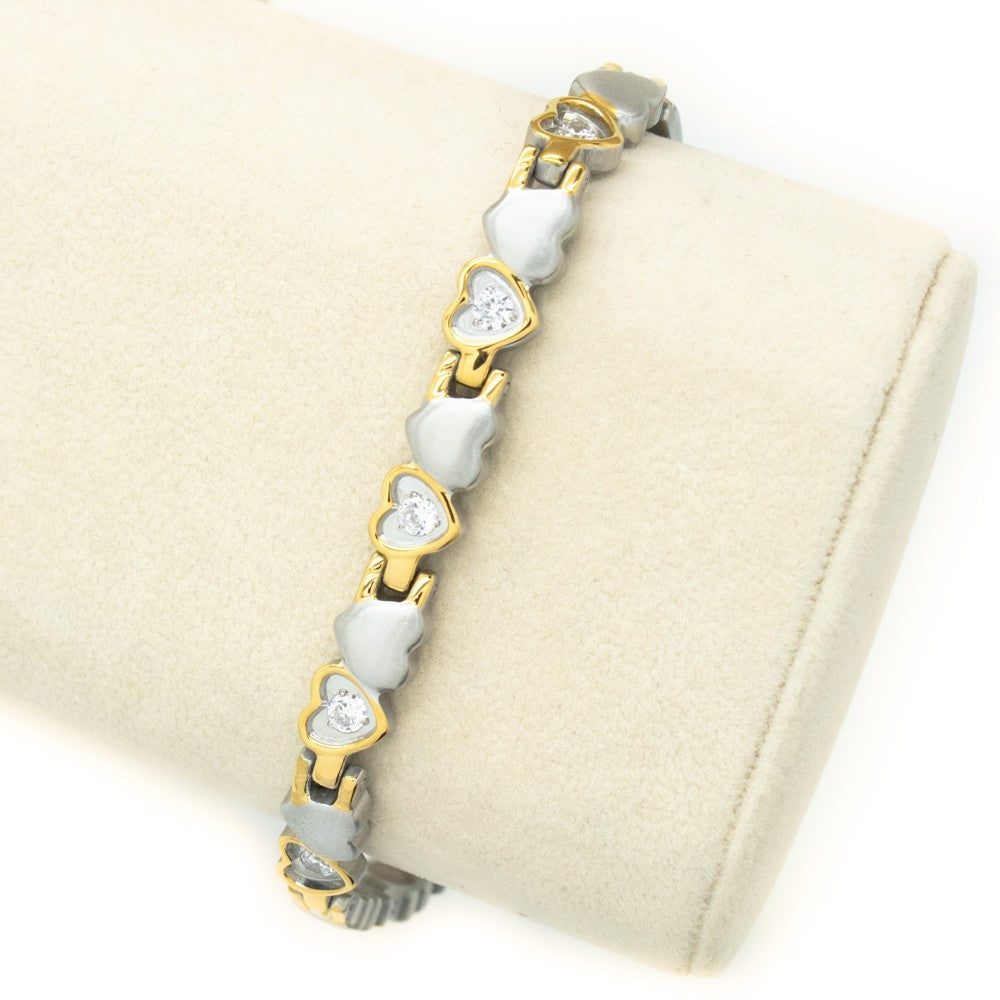 Stainless Steel Energy Bracelet 4-in-1. 9 Colors available. Model B041-Hearts