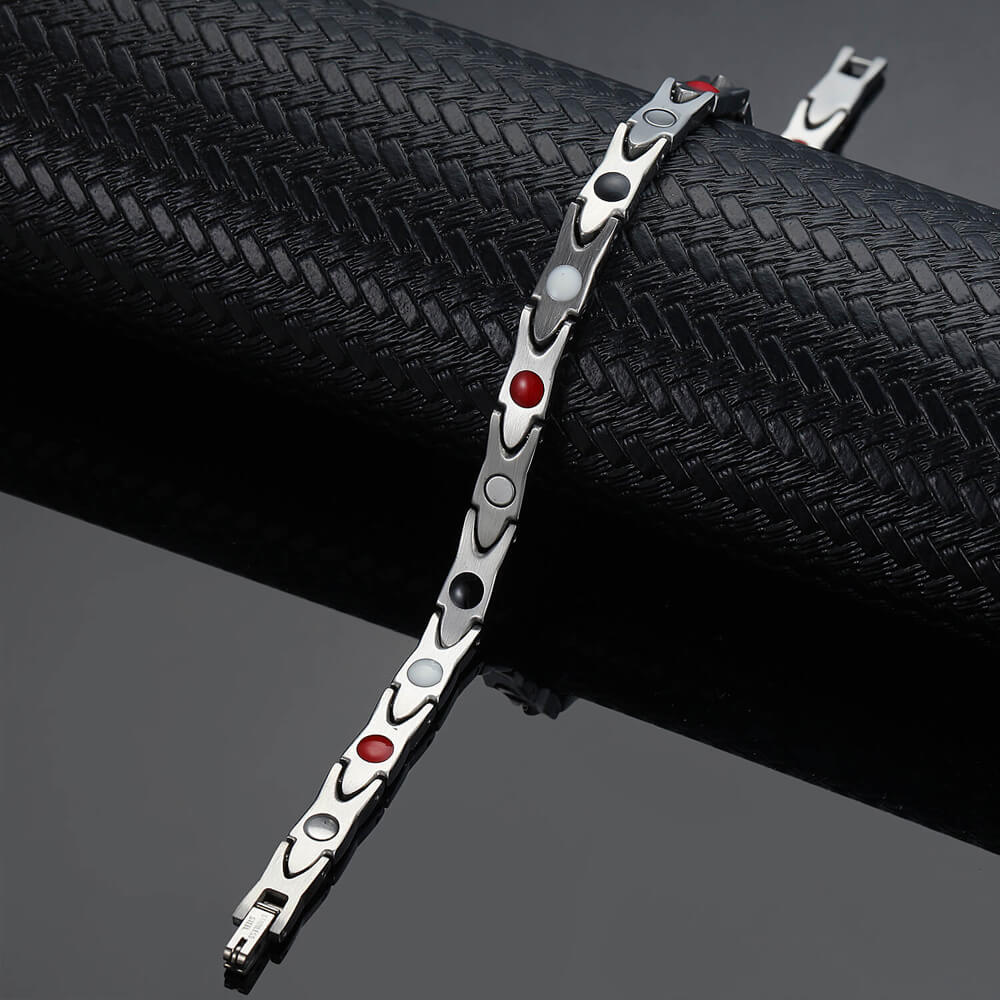 Stainless Steel Energy Bracelet 4-in-1. Silver color. Model B006S