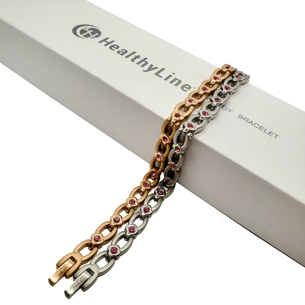 Stainless Steel Energy Bracelet 4-in-1 with Crystals. 2 Colors available. Model B557W