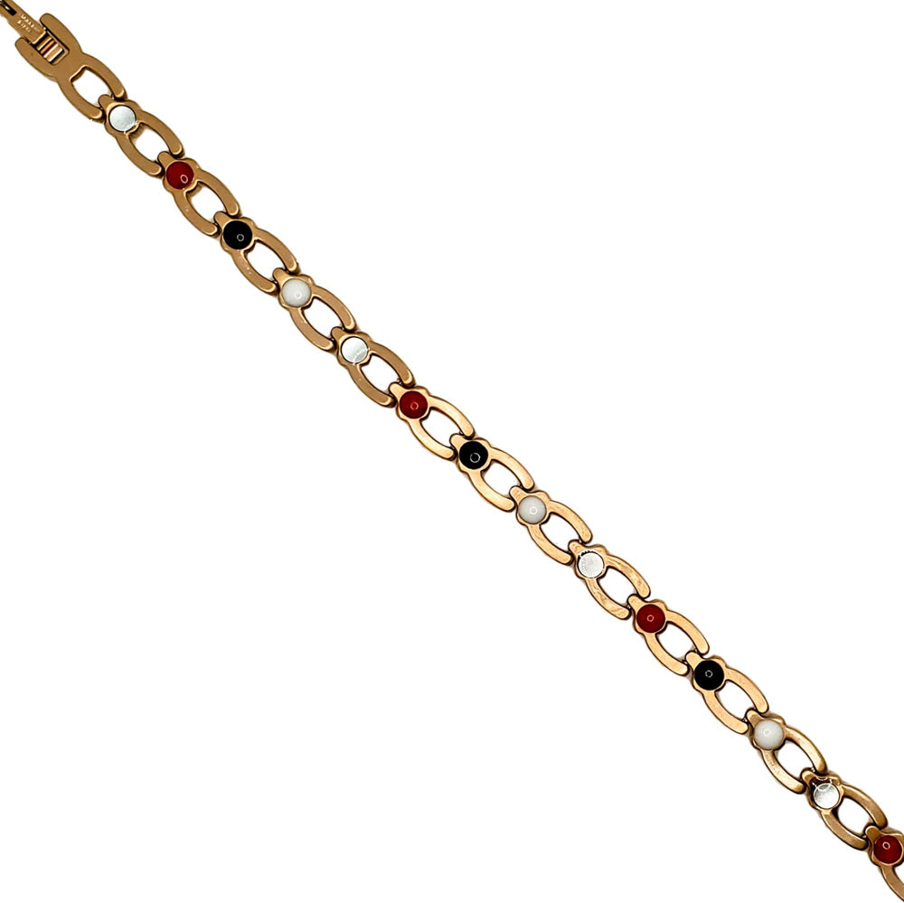 Stainless Steel Energy Bracelet 4-in-1 with Crystals. 2 Colors available. Model B557W